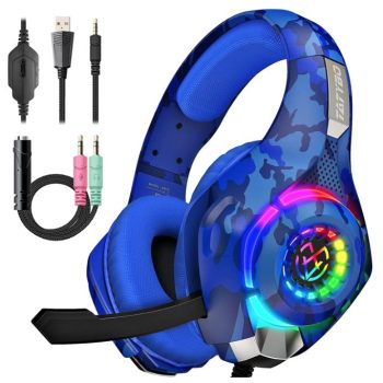 Tatybo RGB Gaming Headphones Blue Camo