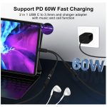 USB Type C Fast Charger Cable 3.5mm Headphone Adapter