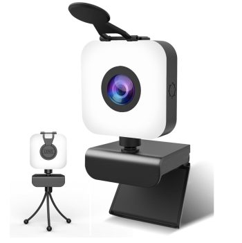 1080P Full HD Webcam with Microphone Privacy Cover and Fill Light