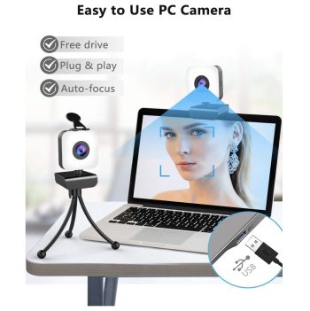 1080P Full HD Webcam with Microphone Privacy Cover and Fill Light 4