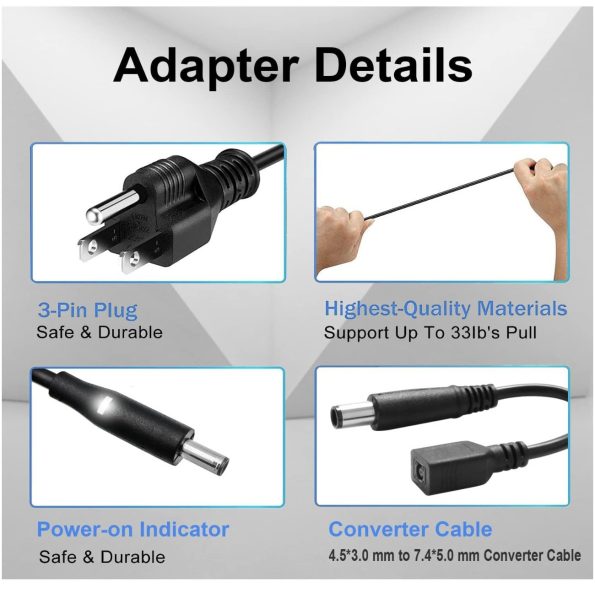 ANTWELON 65W 45W Laptop Charger AC Adapter for Dell 19.5V 3.34A Power Supply 1