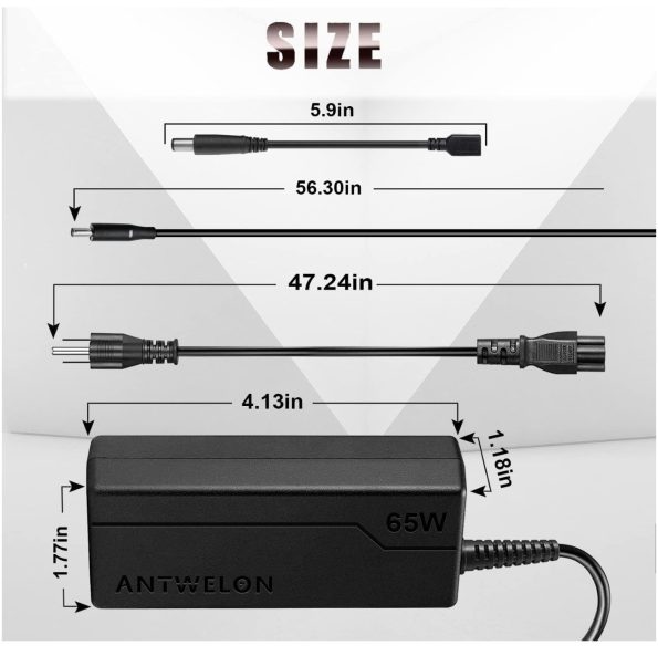 ANTWELON 65W 45W Laptop Charger AC Adapter for Dell 19.5V 3.34A Power Supply 2