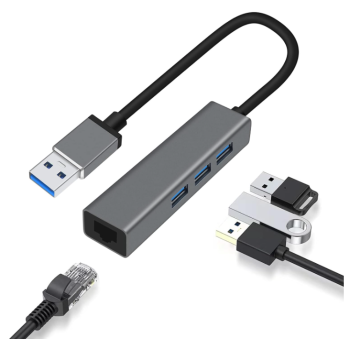 DTech 3 Port USB to Ethernet Adapter