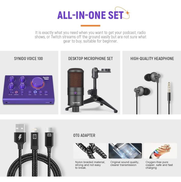 Synido Podcast Equipment Bundle Purple 4