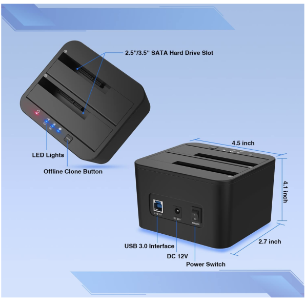 FIDECO USB 3.0 SATA Hard Drive Docking Station 2