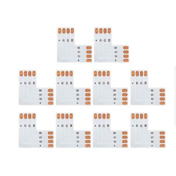 L Shape 4 Pin LED Connector with 10mm Clips for Strip Lights