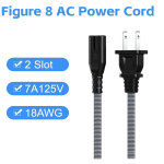 Nylon Braided Replacement AC Power Cable 2 Prong 6FT