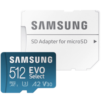 SAMSUNG EVO Select microSDXC 130MBs Full HD 4K UHD UHS I 512 GB