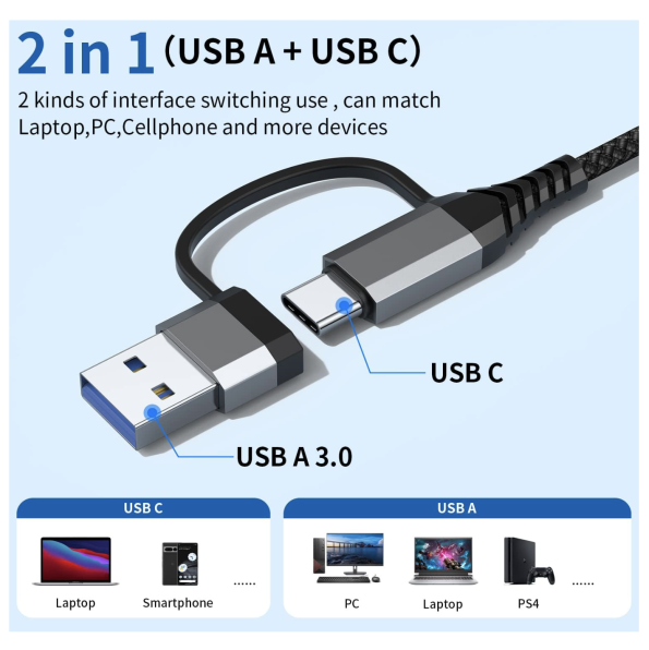 Type C to USB 3.0 Hub with a USB C to USB Adapter