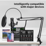 ZINGYOU Condenser Microphone Bundle BM 800 Mic Live SoundCard Black