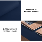 Non Slip Waterproof PU Leather Desk Pad Protector Mouse Pad Dark Blue