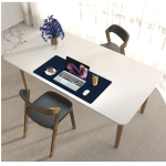 Non Slip Waterproof PU Leather Desk Pad Protector Mouse Pad Dark Blue