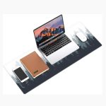 Non Slip Waterproof PU Leather Desk Pad Protector Mouse Pad Dark Blue