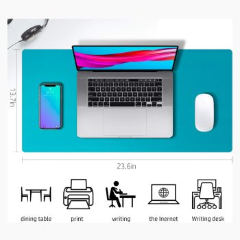 Non Slip Waterproof PU Leather Desk Pad Protector Mouse Pad Turquoise Sizes