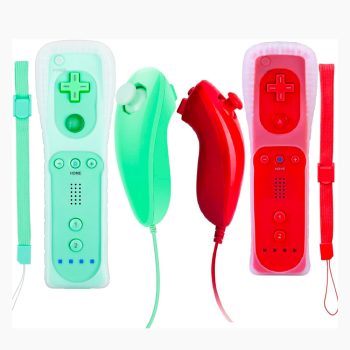 Wii Controller and Nunchuck 2 Pack Red Water Green