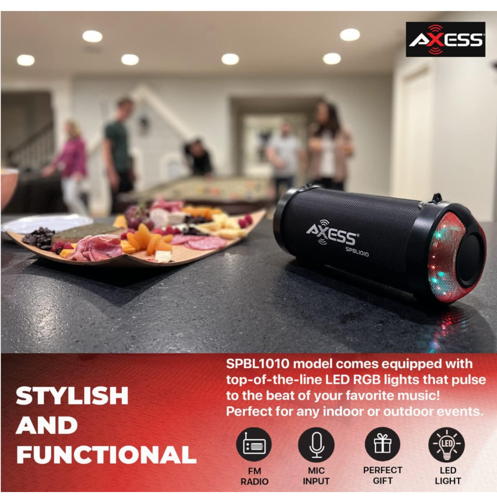 Axess SPBL1010 Portable Wireless Bluetooth Speaker - 3” Speaker