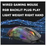 eirix Wired USB Gaming Mouse – 6 Color RGB Backlit – Lightweight – Optical Mouse – Adjustable DPI 7200 – Plug Play with Side Button – Black