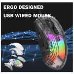 eirix Wired USB Gaming Mouse – 6 Color RGB Backlit – Lightweight – Optical Mouse – Adjustable DPI 7200 – Plug Play with Side Button – Black