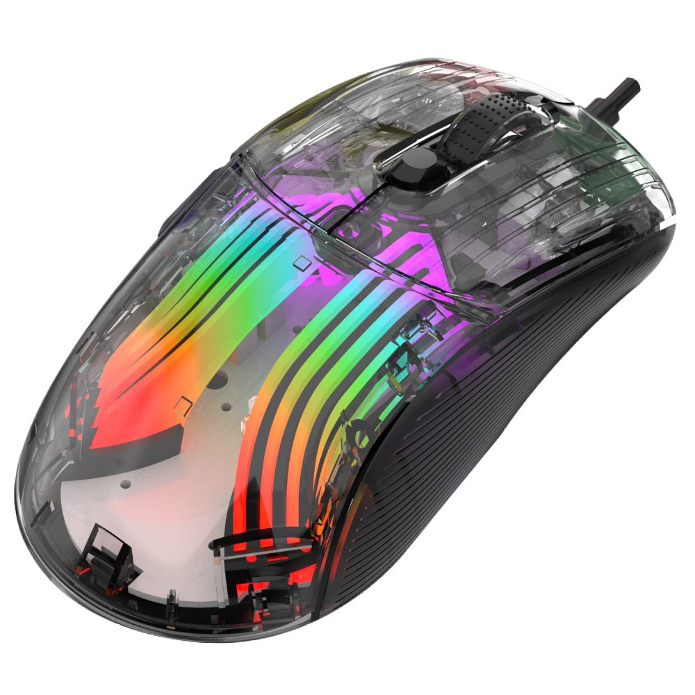 eirix Wired USB Gaming Mouse - 6 Color RGB Backlit - Lightweight - Optical Mouse - Adjustable DPI 7200 - Plug Play with Side Button - Black