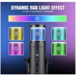 Dynamic RGB Lighting USB Gaming Condenser Mic – Black