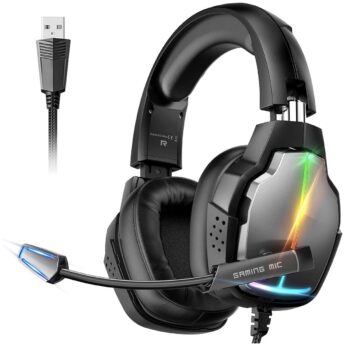 Foyose Wired Gaming Headset with Mic and RGB - Black