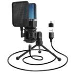 USB Computer Microphone with RGB Lights for Gaming Streaming Podcasts – Black