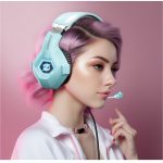 Ozeino Gaming Headset with Microphone RGB Lights Stereo Surround Sound – Compatible with Xbox One Ps5 Ps4 PC Switch – Light Blue