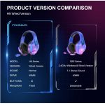 PHOINIKAS LED Lit Over Ear Gaming Headset with Noise Cancelling Mic 7.1 Stereo Sound – for PS4 PC PS5 Xbox – Violet