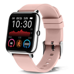 Fitness Tracker and Smart Watch with 1.7 inch TFT LCD Screen with Blood Pressure Monitor – Rose Chrome | Pink Silicone Band