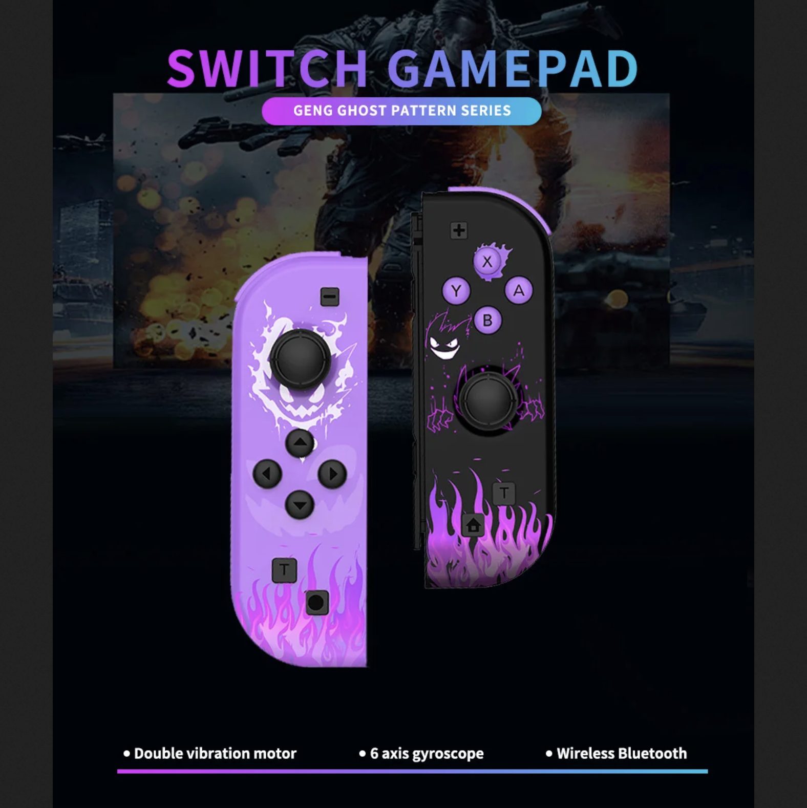 Replacement L+R Joycon Controllers for Nintendo Switch - Wireless with Turbo Wake Up Function 2 Replacement L+R Joycon Controllers for Nintendo Switch - Wireless with Turbo Wake Up Function 2