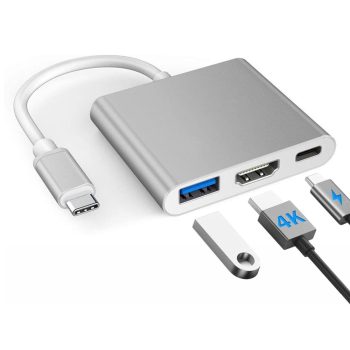 USB C to HDMI Multiport Adapter with PD Type C Charging Port - Silvery