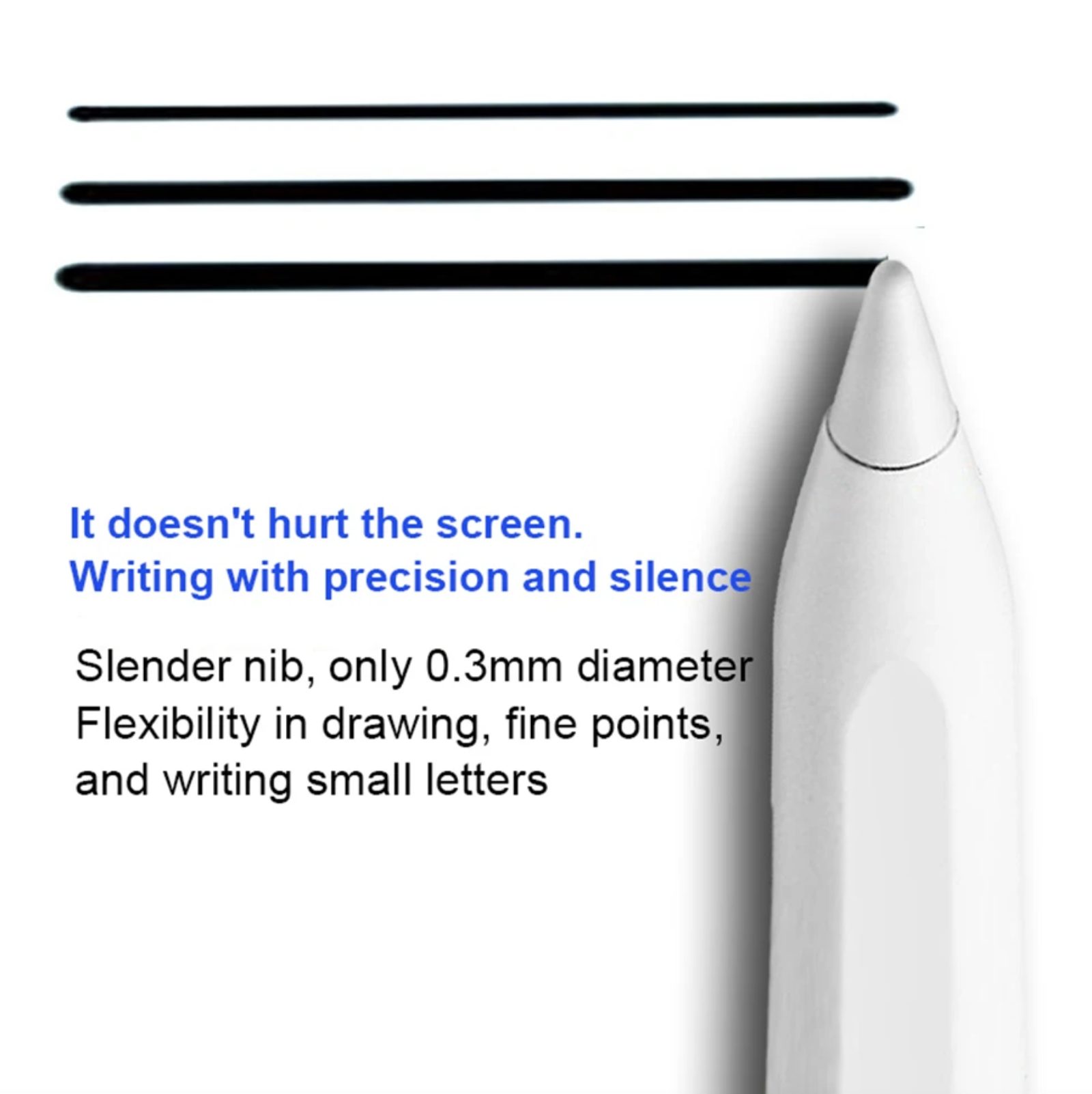Universal Replacement Apple Pen with Palm Rejection - White - 2 NIbs 1 Universal Replacement Apple Pen with Palm Rejection - White - 2 NIbs 1