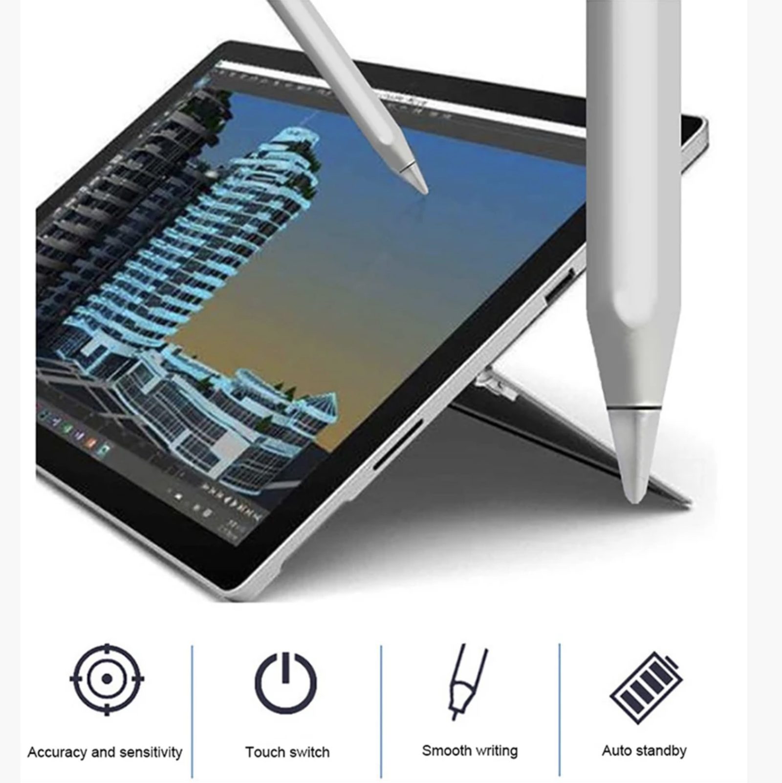 Universal Replacement Apple Pen with Palm Rejection - White - 2 NIbs -6 Universal Replacement Apple Pen with Palm Rejection - White - 2 NIbs -6