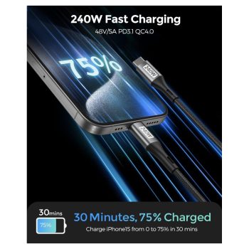 240W:100W USB C to USB C Fast Charging - PD 3.1 - 6.6FT 1