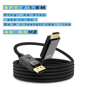 Display port to HDMI Cable - 6ft - 4K 60Hz - Black 1