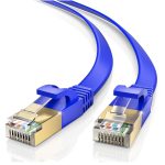 Flat Cat7 High-Speed Ethernet LAN Cord – Blue – 50 Feet