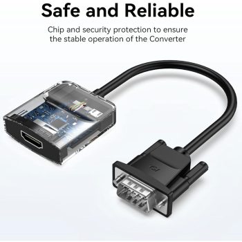 VENTION VGA to HDMI Adapter - Gold-Plated Male to Female with 0.5FT Audio Cable 1