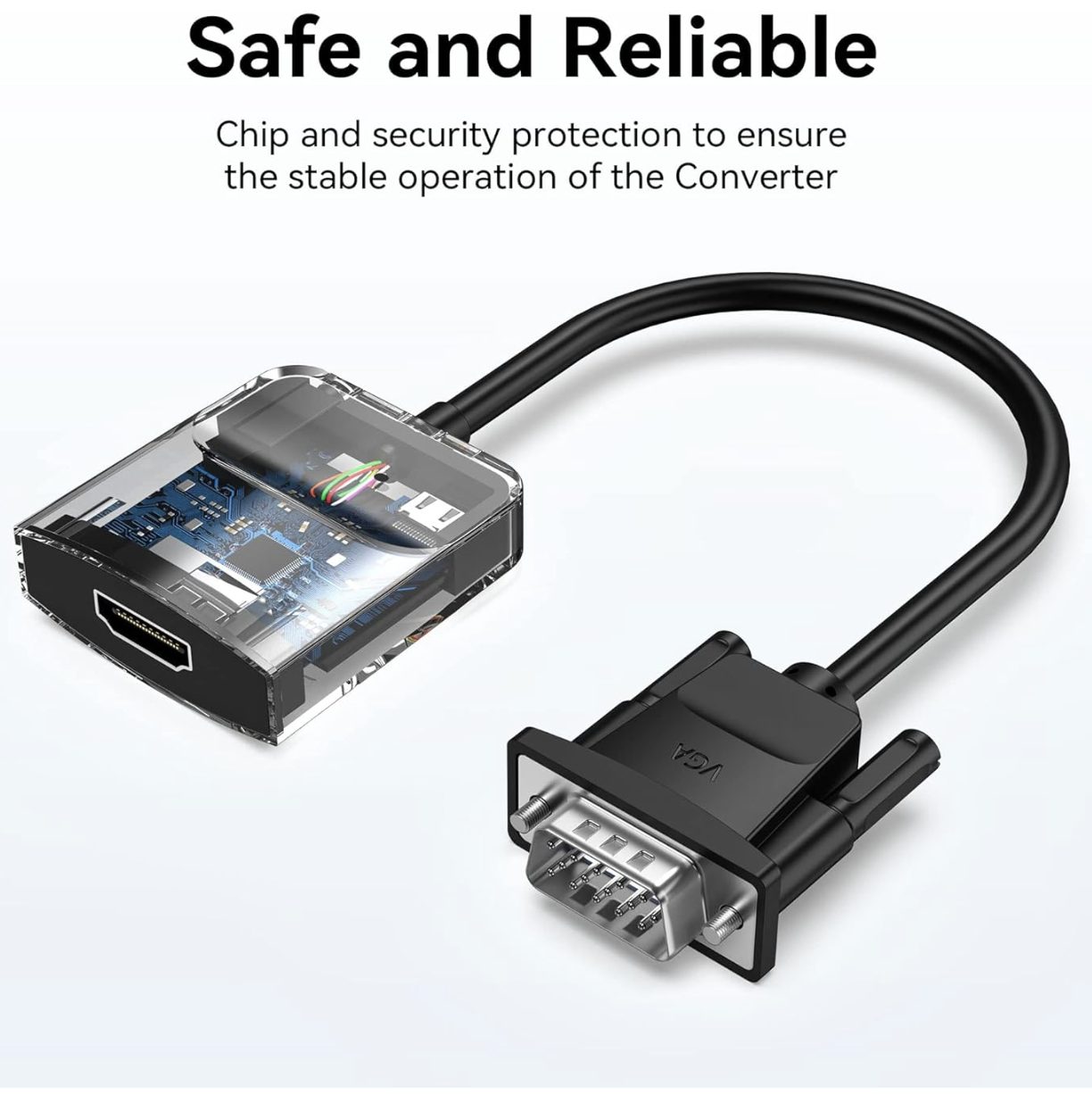 VENTION VGA to HDMI Adapter - Gold-Plated Male to Female with 0.5FT Audio Cable 1 VENTION VGA to HDMI Adapter - Gold-Plated Male to Female with 0.5FT Audio Cable 1