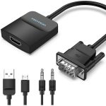 VENTION VGA to HDMI Adapter – Gold-Plated Male to Female with 0.5FT Audio Cable