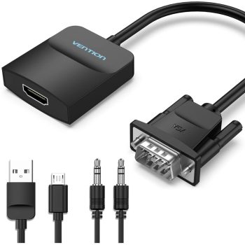 VENTION VGA to HDMI Adapter - Gold-Plated Male to Female with 0.5FT Audio Cable