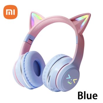 Xiaomi Wireless Stereo BT Headphones with RGB Cute Cat & Microphone - Blue Pink