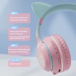 Xiaomi Wireless Stereo BT Headphones with RGB Cute Cat & Microphone – Blue Pink