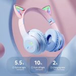Xiaomi Wireless Stereo BT Headphones with RGB Cute Cat & Microphone – Blue Pink