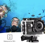 VEMONT Full HD 2.0 Inch Action Camera – 1080P 12MP 30m:98ft Underwater Waterproof with Mounting Accessories Kit – Black