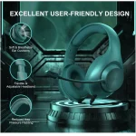 Phoinkas H-7 Wired Over Ear Gaming Headset with 7.1 Surround Sound – Noise Cancelling Flexible Mic – Green