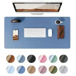 Non-Slip Waterproof PU Leather Desk Pad Protector Mouse Pad – Sea Blue