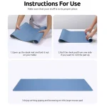 Non-Slip Waterproof PU Leather Desk Pad Protector Mouse Pad – Sea Blue