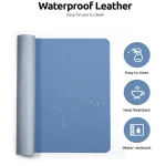 Non-Slip Waterproof PU Leather Desk Pad Protector Mouse Pad – Sea Blue