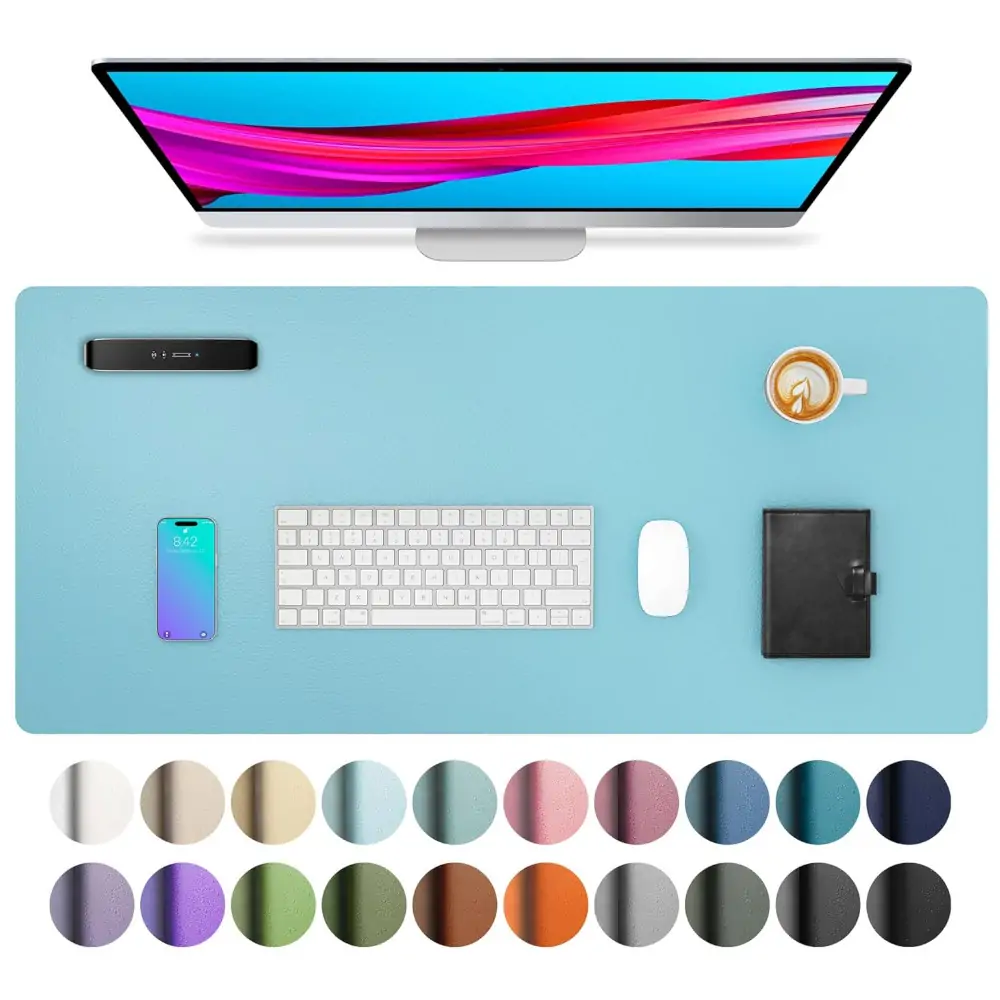 Non-Slip Waterproof PU Leather Mouse Pad - Blue Topaz