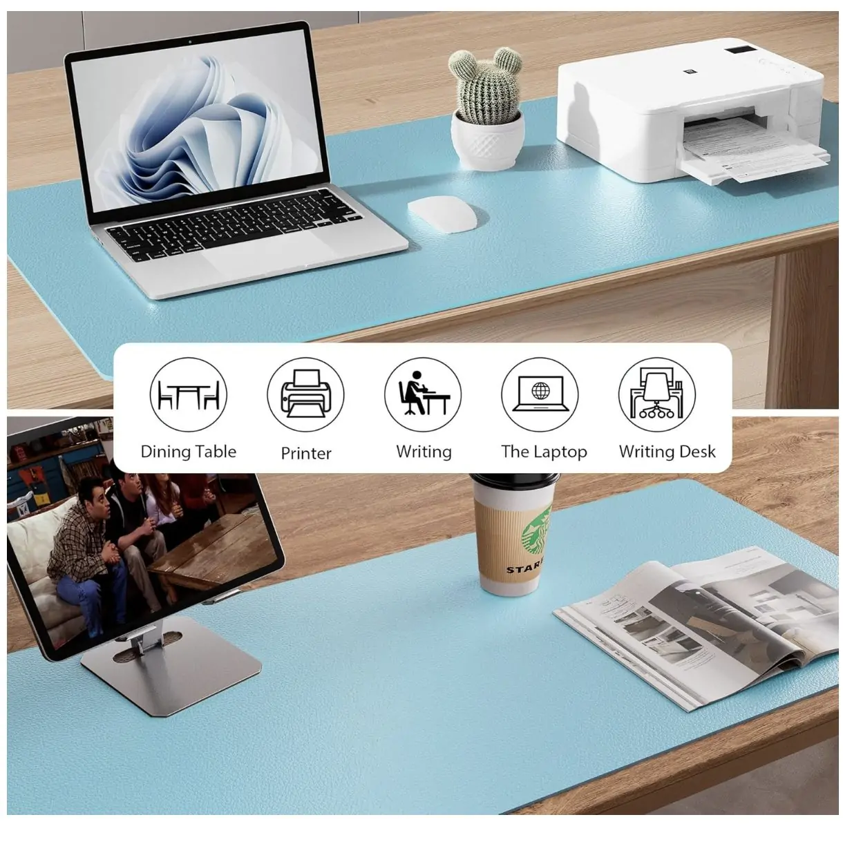 Non-Slip Waterproof PU Leather Mouse Pad - Blue Topaz3